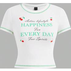 Shein Hvid Overdele Shein Quirky Fun Dopamine Crop T Shirt Summer Women Clothes