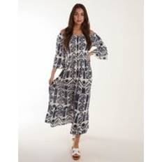 Blue Vanilla Printed Coconut Button Dress NAVY