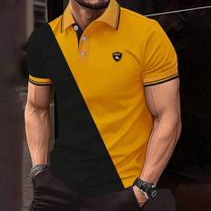 Men - Multicolored Polo Shirts Shein ColorBlock Short Sleeve Polo Shirt - Mens