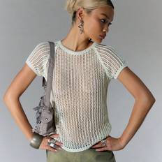 Acrylic T-shirts Shein Knit Crew Neck Tee