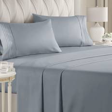 California King Bed Sheets CGK Unlimited 4 Deep Pocket Muted, Heathered Bed Sheet Blue