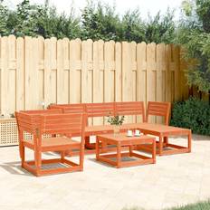Square Outdoor Lounge Sets vidaXL 5 Piece Garden Wax Brown Outdoor Lounge Set