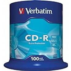 Optical Storage Verbatim CD-R Extra Protection, CD-Rohlinge mit 700 MB Datenspeicher, ideal für Foto- und Video-Aufnahmen, kompatibel mit jedem konventionellen CD-Laufwerk, 100er Pack Spindel