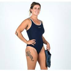 Swimsuit Kamyla 500 Blue White Navy Blue/snow White/golden Beige