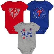 Outerstuff Girls Newborn and Infant Red, Royal, Heathered Gray Philadelphia Phillies 3-Pack Batter Up Bodysuit Set Red, Royal, Gray