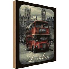 Interior Details Vianmo Holzschild 18 x 12 cm London Sightseeing Bus Red