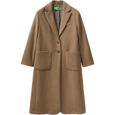 United Colors of Benetton Shetland Wool Blend Midi Coat - Camel