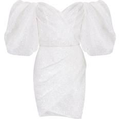 Milla White Cute mini dress with doll sleeves