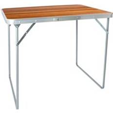 Folding Metal Camping Table 80cm x 60cm Wood Yellow
