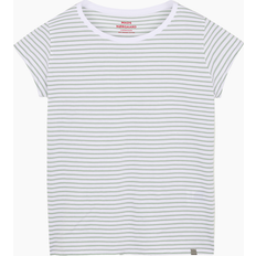 Mads Nørgaard Organic Jersey Stripe Teasy Tee FAV Brilliant White/Jadeite Stribet