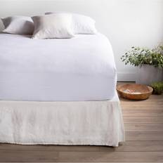 Cotton Valance Sheets BOKSER HOME French Linen Bedskirt Twin Cream Valance Sheet White (190.5x)