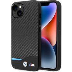 BMW Mobiltilbehør BMW Leather Carbon Blue Line Case for iPhone 14 Plus (Black)