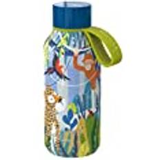 Vacuum water bottle Quokka Solid Kids with strap Stainless steel double wall vacuum insulated water bottle, portable thermos 330 ml (Jungle)