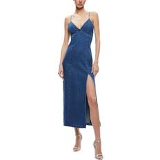 Denim - Slip Dresses Alice + Olivia Julietta Denim Slit Slip Dress