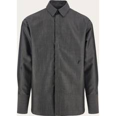 Ferragamo Grey Clothing Ferragamo Gray Embroidered Shirt 7606/183 GRIGIO ANTR