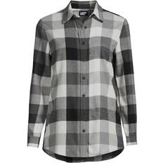 Boyfriend - Vrouw Overhemden Lands' End Long Sleeve Flannel Boyfriend Shirt - Grey