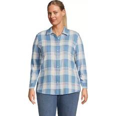 Boyfriend - Vrouw Overhemden Lands' End Long Sleeve Flannel Boyfriend Shirt - Ivory