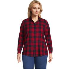 Boyfriend - Vrouw Overhemden Lands' End Long Sleeve Flannel Boyfriend Shirt - Red