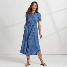 Lands' End Women Dresses Lands' End Women Indigo made with TENCEL Fibers Midi Dress