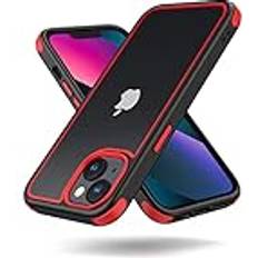 Iphone 13– 5g Mob Mobnano Crystal Clear Case for iPhone 14 & iPhone 13, with Multicolor Protective Shockproof Bumpers [Not Yellowing] Slim Hard PC Back Cover… Black/Red