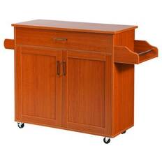 Orange Trolley Tables Costway 2 Door Single Drawer Storage Trolley Table