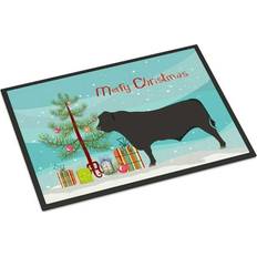 Carpets & Rugs Caroline's Treasures Black Angus Cow Christmas Doormat 24 x 36 Multicolor Black