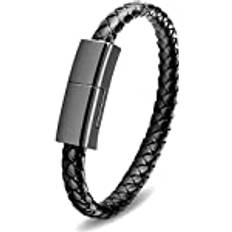 Iphone-Kabel Mode BäRbar LäDer FläTad Snabbladdande Armband Sladd Lightning Nyckelring Usb-Laddning Data Kort Kabel FöR Ios