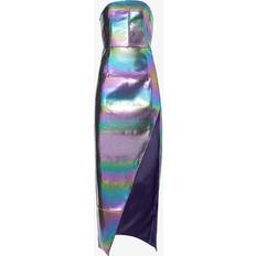 Womens Multi Metallic Sleeveless Faux-leather Maxi Dress