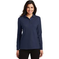 Silk Polo Shirts Port Authority Port Authority Ladies Silk Touch Long Sleeve Polo Navy