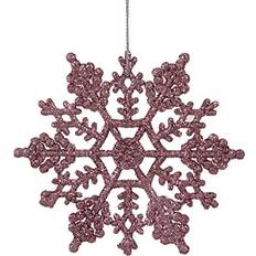 PVC Christmas Tree Ornaments Vickerman 21446-4 Pink Glitter Snowflake Christmas Tree Ornament