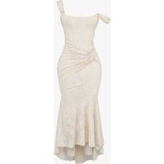 House of CB Cesca Floral Ruched High-Low Corset Dress - Vintage Cream