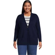 Blazers Lands' End Plus Fine Gauge Blazer Sweater Deep sea navy