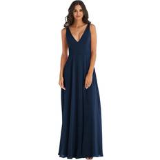 Dresses After Six Women's Deep V-Neck Chiffon Maxi Dress Midnight navy