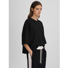 Reiss Dame T-shirts Reiss Black Cassie Oversized Cotton Crew Neck T-Shirt