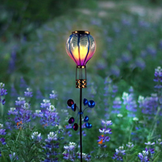 Garden Ornaments on sale Alpine Solar Blue/Purple Hot Air Balloon Spinning Garden Stake w/LED