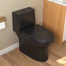 Toilets DeerValley Ursa Dual-Flush Elongated One-Piece Toilet Seat Included Black