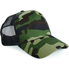 Beechfield Retro Camouflage Snapback Trucker Cap - Green