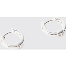 Man - Zilver Oorbellen boohooMAN Mens Plain Metal Hoops In Silver Grey ONE