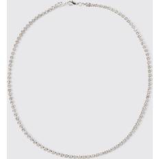 Blau - Herren Halsketten boohooMAN Iced Necklace - Silver