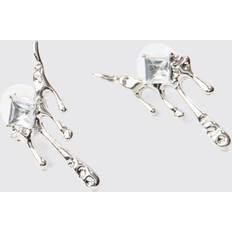 Man - Zilver Oorbellen boohooMAN Mens Pair Of Drip Metal Iced Earrings In Silver Grey One