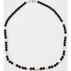 Onyksi Korut boohooMAN Mens Beaded Necklace Black One