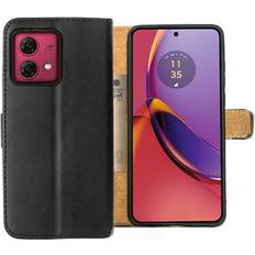 Hülle für motorola moto g84 tasche leder flip case schwarz black