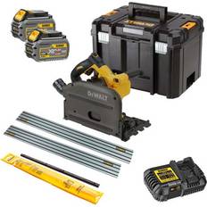 Power Saws Dewalt DCS520 54V XR FLEXVOLT Brushless Plunge Saw, 2x 6.0Ah XR FLEXVOLT Batteries, Charger, 2x Guide Rail, Connector & Case