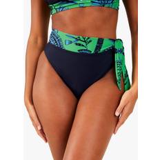 Blue Bikini Bottoms Accessorize Fan Print High Waistband Bikini Bottoms, Navy/Multi