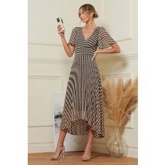Angel Sleeve Pleated Chiffon Maxi Dress Black