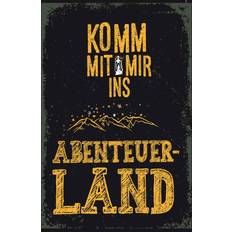 Noir Décorations Murales Vianmo Blechschild 20x30 cm Komm Mit Mir Abenteuerland Schwarz Décoration Murale