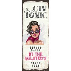 Vianmo Blechschild 27 x 10 cm Gin Tonic Wall Decor