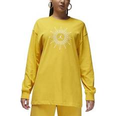 Jordan Women Clothing Jordan Women's Flight Oversized Long-Sleeve T-Shirt in Yellow, FN5356-752