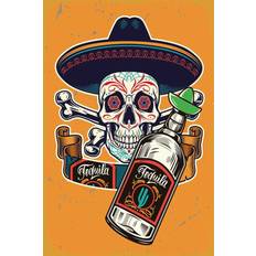 Interior Details Vianmo Blechschild 20x30 cm Totenkopf Tequila Wall Decor