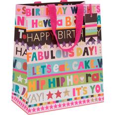 Glick Glick Paper Salad Birthday Pink Stripe Large Birthday Gift Bag